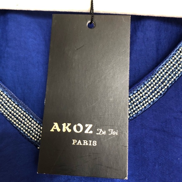 NWT Akoz De Toi Blue Embellished Sleeveless Tunic - Picture 7 of 8